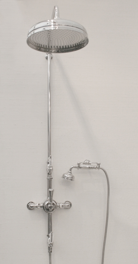 KN1820 BATH SHOWER MIXER 22MM RISER WITH 445 THROW AND 8” ROSE CRYSTAL LEVER HANDLE